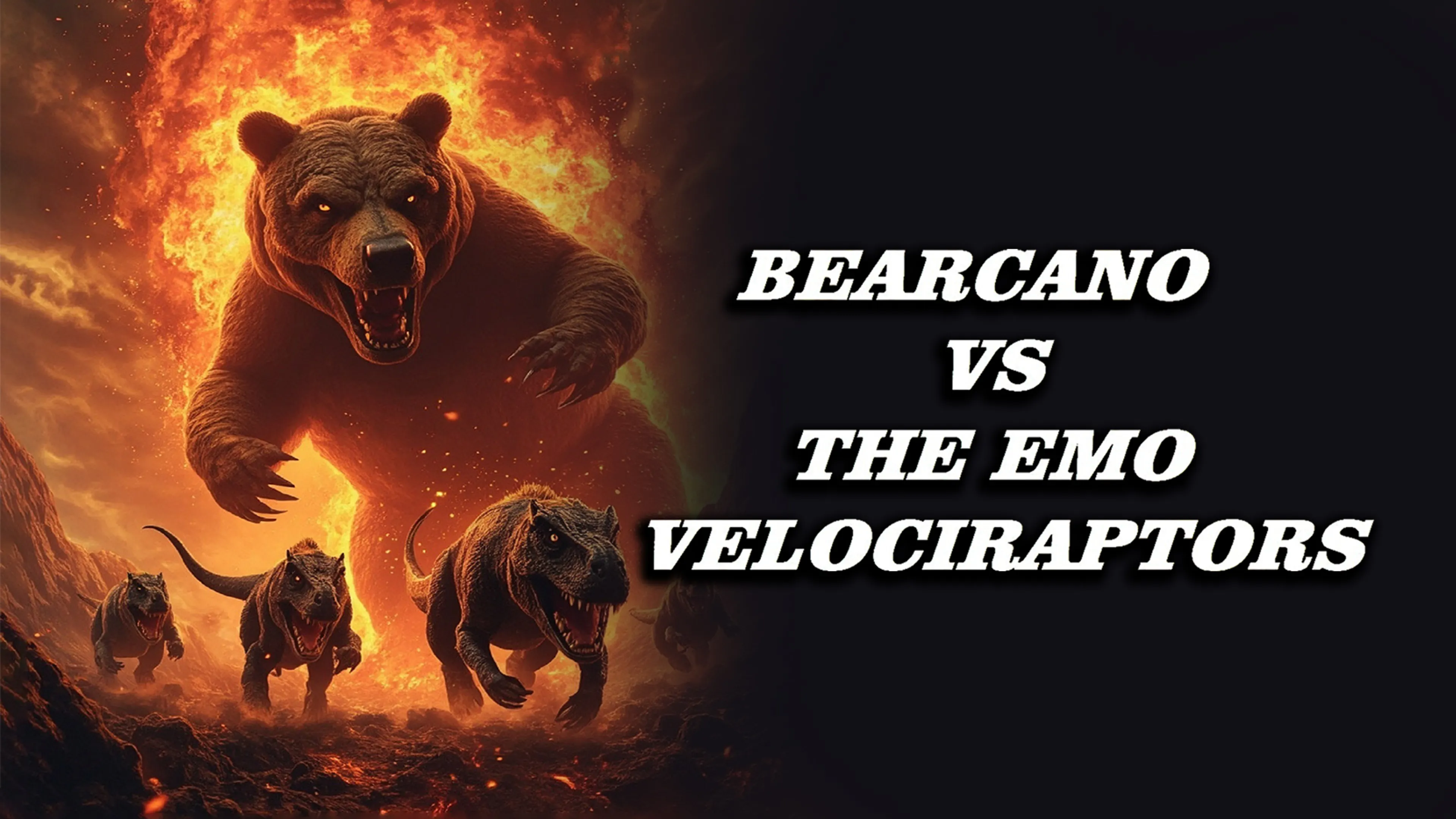 Bearcano vs The Emo Velociraptors poster